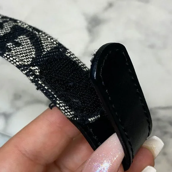 CHRISTIAN DIOR Galliano Vintage Black Diorissimo Canvas CD Belt - Size 75cm/30" - Picture 10 of 11